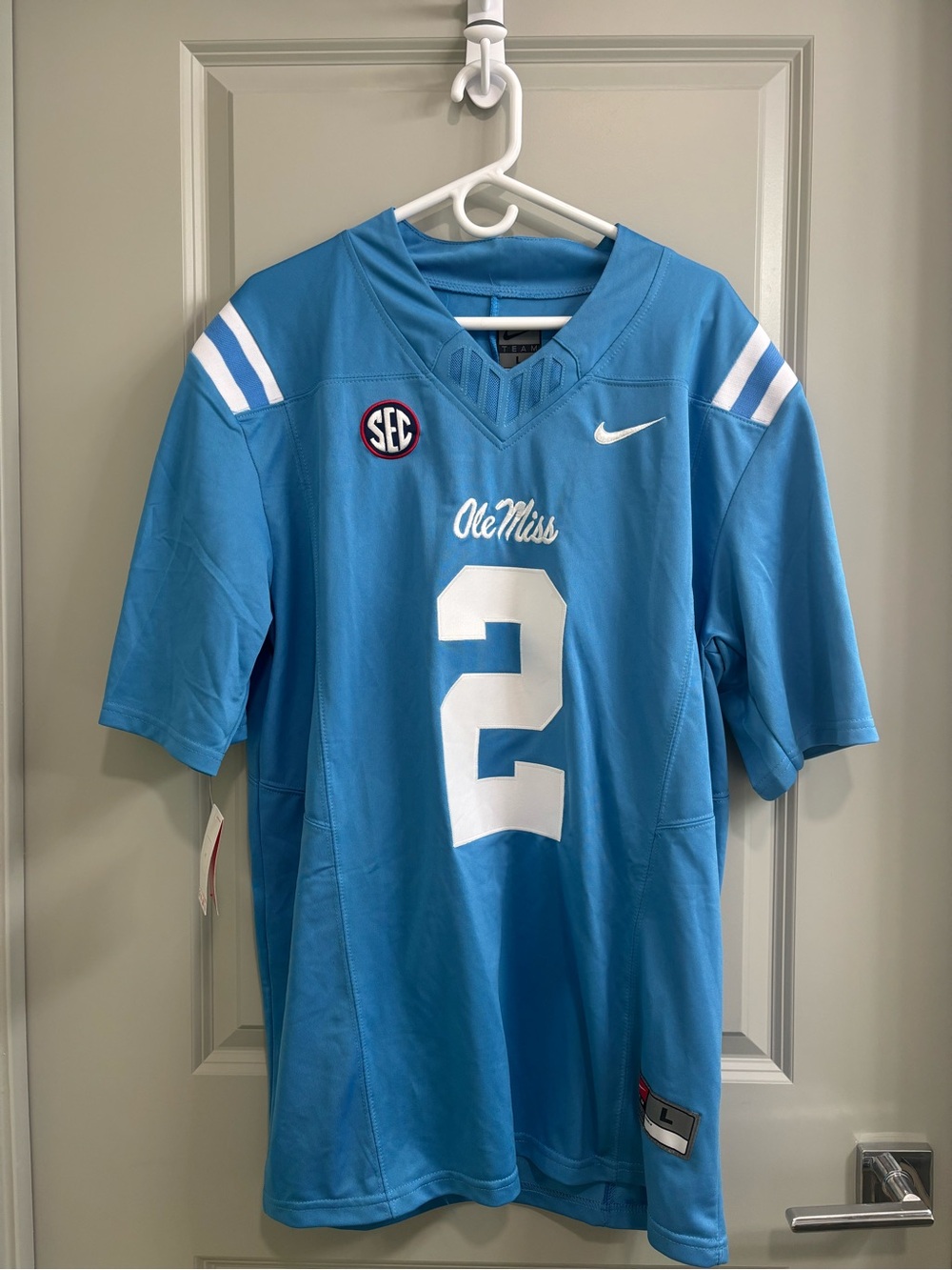 Nike Ole Miss Powder Blue Dart Football Jersey #2
